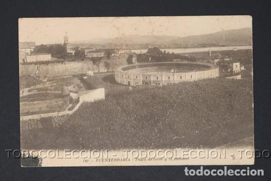 Postales: POSTAL FUENTERRABIA GUIPUZCOA PLAZA DE TOROS Y EL BIDASOA - M. D. CA 1910-20