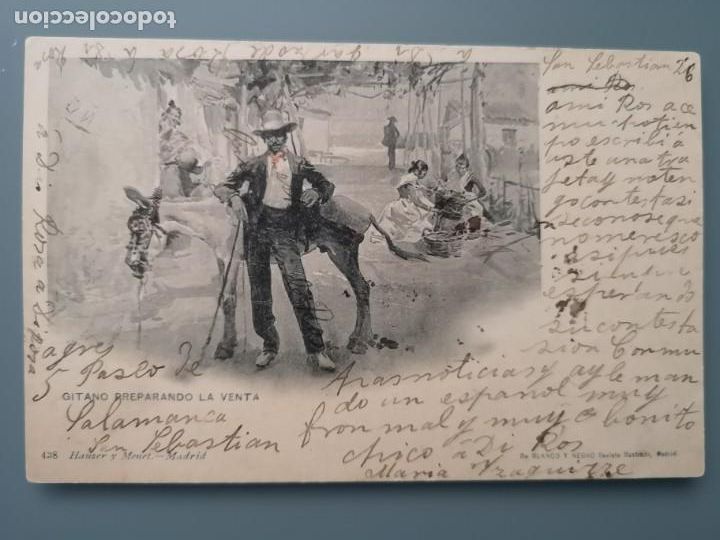 Postcards: POSTAL SERIE BLANCO Y NEGRO N&ordm; 438 GITANO PREPARANDO LA VENTA EDI HAUSER Y MENET CIRCULADA 1904 PERF