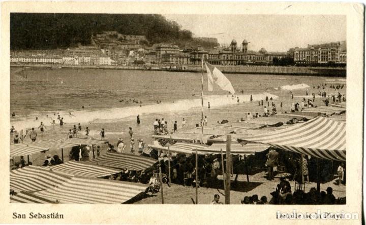 Postais: POSTAL SAN SEBASTIAN, GUIPUZCOA, DETALLE DE LA PLAYA, EDICIONES M. ARRIBAS