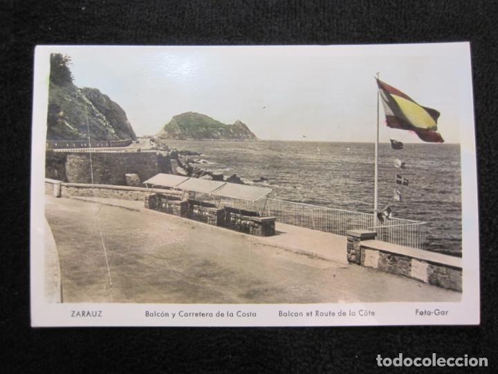 Postkarten: ZARAUZ-BALCON Y CARRETERA DE LA COSTA-FOTOGRAFICA GAR-POSTAL ANTIGUA-(78.792)