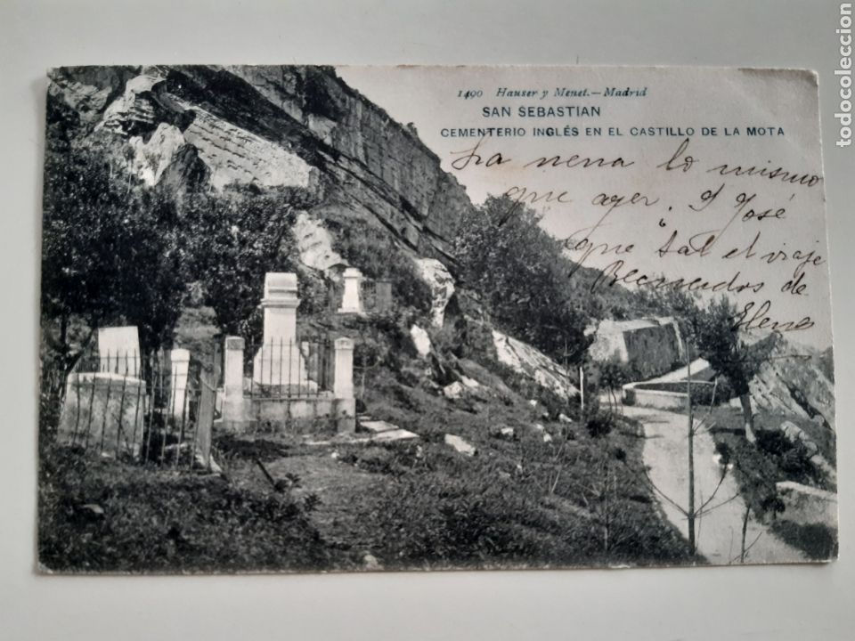 Postkarten: Tarjeta Postal San Sebastian Cementerio ingles en el castillo de la Mota 1490 Hauser Menet sellada