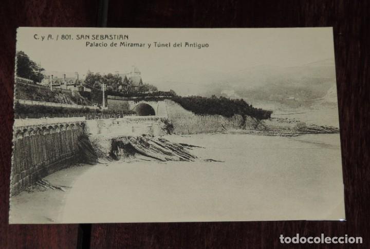 Cartoline: POSTAL DE SAN SEBASTIAN, N. 801, PALACIO DE MIRAMAR Y TUNEL DEL ANTIGUO, ED. CASTA&Ntilde;EIRA Y ALVAREZ, N