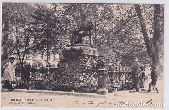 Postkarten: Bilabo Estatua de Trueba. Edici&oacute;n G. L. Escrita. Sin circular.
