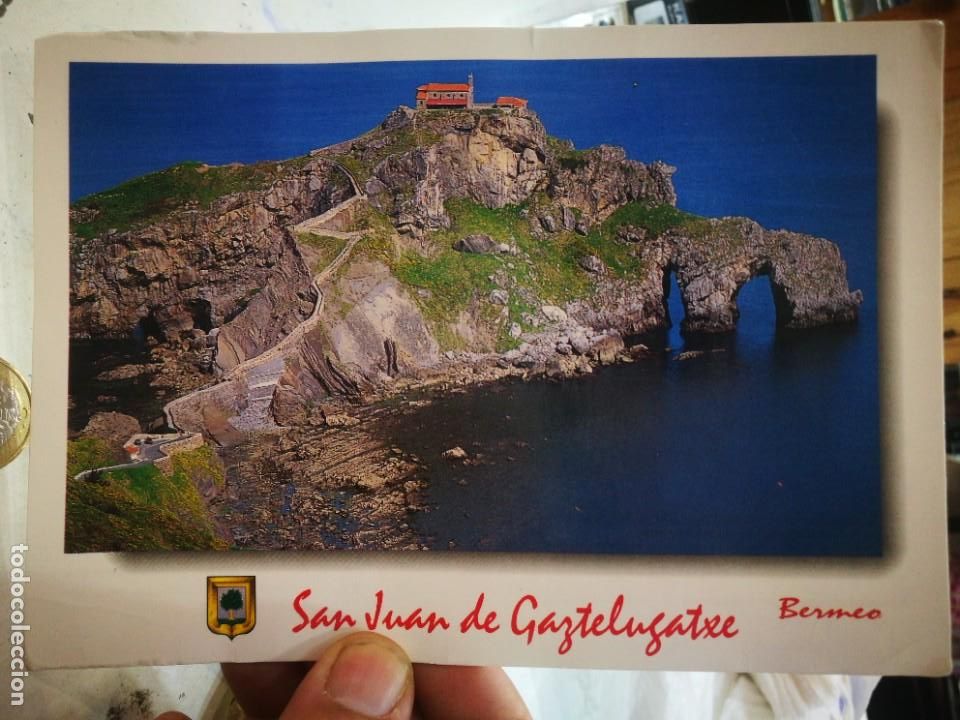 Cartoline: Postal SAN JUAN DE GAZTELUGATXE Escudo de Oro 1999 escrita y Bellamente Sellada estado regular