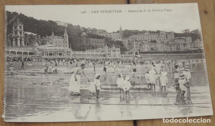 Postcards: POSTAL SAN SEBASTIAN N&ordm; 196, BALNEARIO DE LA PERLA Y PLAYA, ED. G. GALARZA, GUIPUZCOA, FOTO EDITOR G