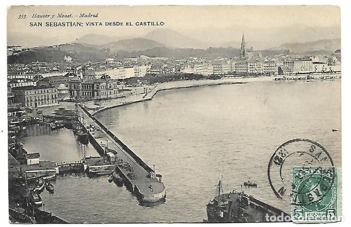 Postcards: POSTAL, N&ordm; 353 - SAN SEBASTIAN: VISTA DESDE EL CASTILLO. HAUSER Y MENET. CIRCULADA . REVERSO SIN DIV