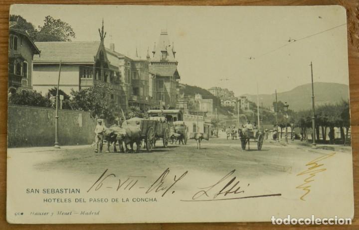 Cartoline: POSTAL DE SAN SEBASTIAN, N&ordm; 900 HOTELES DEL PASEO LA CONCHA, ED. HAUSER Y MENET. CIRCULADA. SIN DIVI