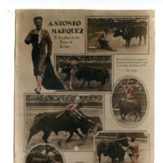 Postales: ANTONIO MÁRQUEZ, EL TRIUNFADOR DE LAS FERIAS DE BILBAO. 1927. FOTOS MATEO, COLOREADA