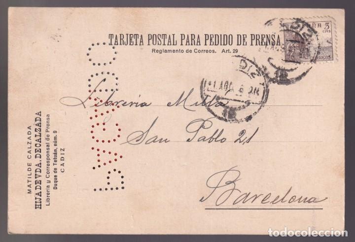 Postales: C&aacute;diz. *Matilde Calzada - Librer&iacute;a* Circulada 1946. - Foto 1