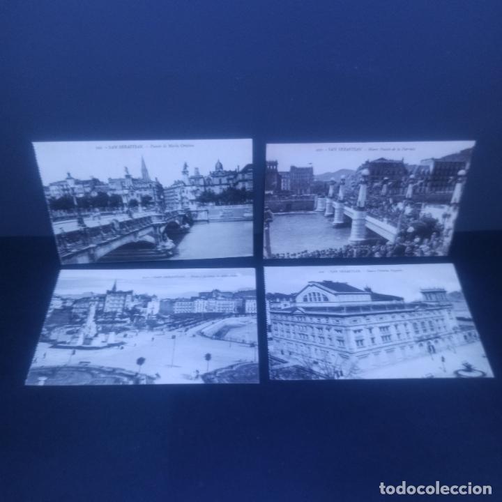 Postais: LOTE 4 POSTALES SAN SEBASTIAN PUENTE MARIA CRISTINA, TEATRO VICTORIA EUGENIA, PUENTE DE LA ZURRIOLA