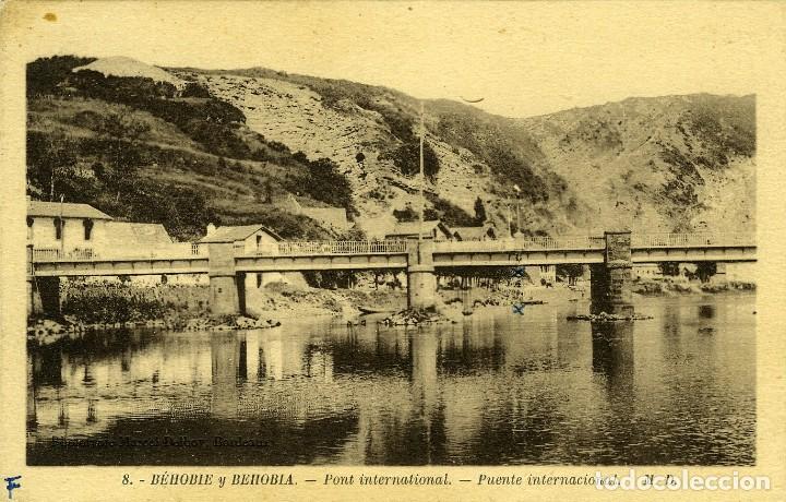 Cartoline: N&ordm; 8-B&Eacute;HOBIE Y BEHOBIA. Guip&uacute;zcoa. Puente internacional. Sin circular. ED. M.D.