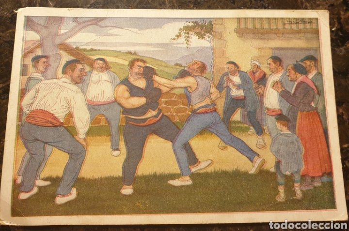 Postkarten: POSTAL ARR&Uacute;E UN DIRETO A UN OJO CON R&Eacute;PLICA DE DIRECTO A LA NU&Eacute;S N. 13 E. VERDES 14.5X9.5 CM.