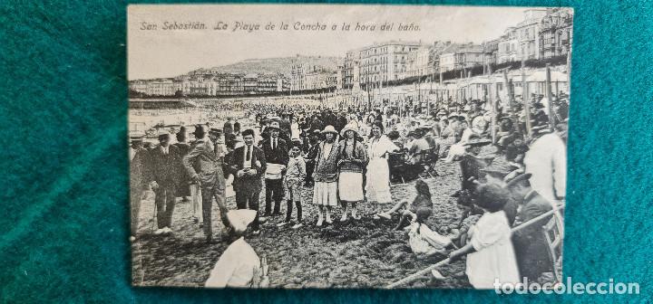 Postales: POSTAL SAN SEBASTIAN - LA PLAYA DE LA CONCHA A LA HORA DEL BA&Ntilde;O