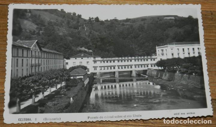 Postales: FOTO POSTAL DEL Balneario de Cestona: Pa&iacute;s Vasco. Puente de Cristal sobre el R&iacute;o Urola. N&ordm; 8. ED. AR