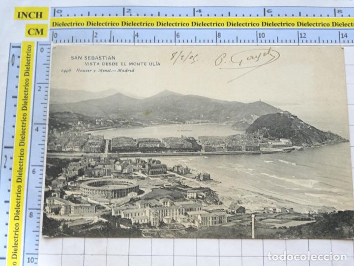 Postales: POSTAL DE GUIP&Uacute;ZCOA. SIGLO XIX - 1905. SAN SEBASTIAN. VISTA DESDE EL MONTE ULIA 1496 HAUSER ME. 1842