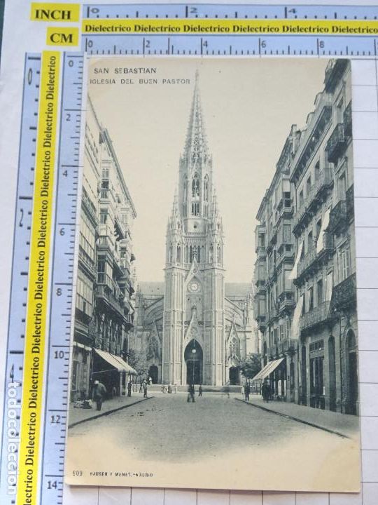 Postales: POSTAL DE GUIP&Uacute;ZCOA. SIGLO XIX - 1905. SAN SEBASTIAN. IGLESIA DEL BUEN PASTOR 909 HAUSER MENET. 1843