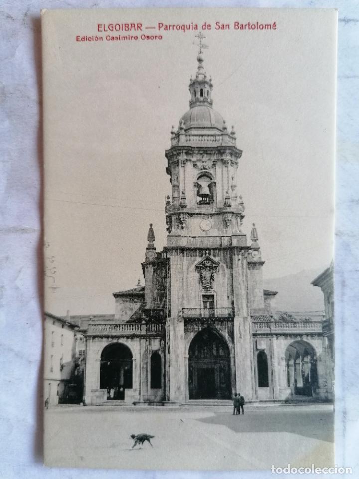 Postales: POSTAL ELGOIBAR - PARROQUIA DE SAN BARTOLOME, EDICION CASIMIRO OSORO, SIN CIRCULAR.