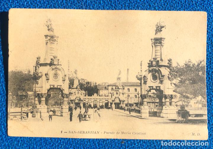 Postales: SAN SEBASTIAN - PUENTE DE MARIA CRISTINA - CIRCULADA PRINCIPIOS S. XX