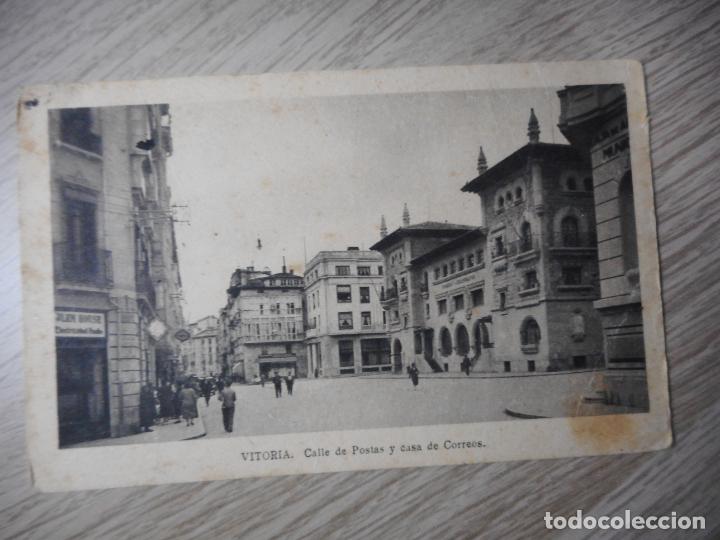 Cartes Postales: ANTIGUA POSTAL.VITORIA.CALLE POSTAS Y CORREOS.CENSURA MILITAR 1939.
