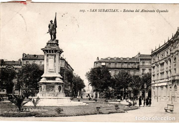 Postcards: BONITA POSTAL - SAN SEBASTIAN - ESTATUA DEL ALMIRANTE OQUENDO - EDICION G.G.GALARZA