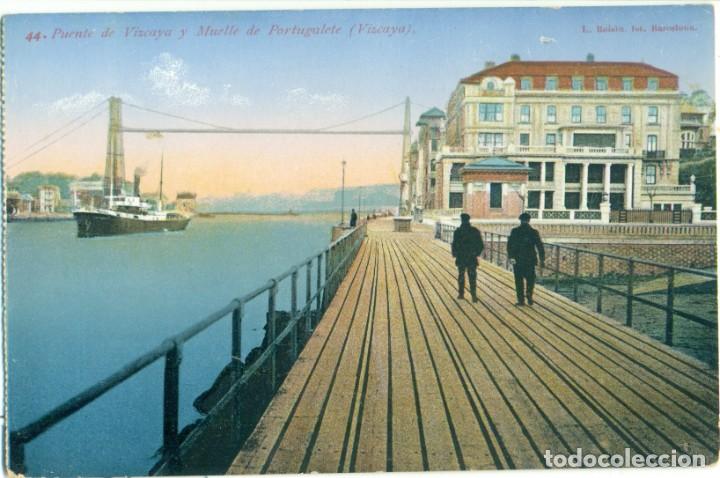 Cartoline: PUENTE DE VIZCAYA Y MUELLE DE PORTUGALETE. HACIA 1910.