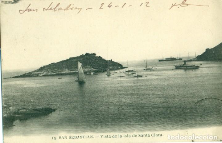 Cartoline: SAN SEBASTIAN. VISTA DE LA ISLA DE SANTA CLARA. ESCRITA EN 1912.