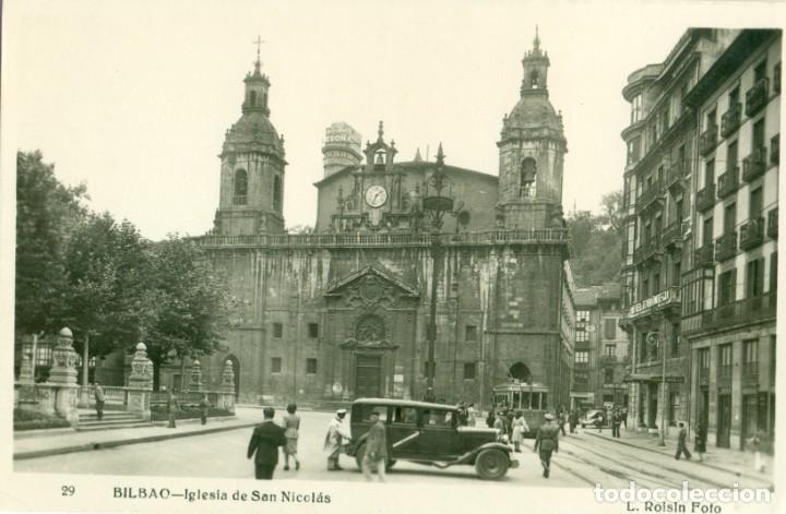 Postales: BILBAO-. IGLESIA DE SAN NICOLAS. ROISIN. HACIA 1930.