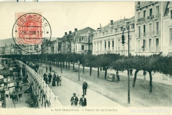 Postales: SAN SEBASTIAN. PASEO DE LA CONCHA. CIRCULADA EN 1912 DESDE LA ESTACION.