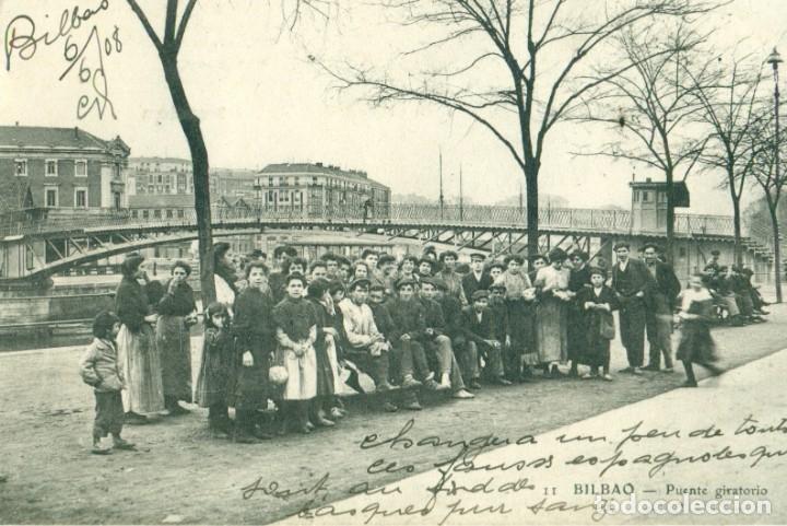 Postales: BILBAO. PUENTE GIRATORIO. CIRCULADA EN 1908. - Foto 1