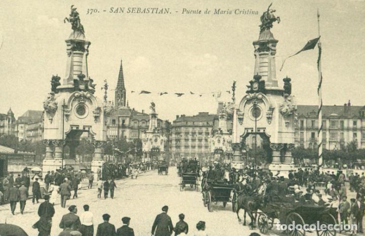 Postales: SAN SEBASTIAN. PUENTE DE MARIA CRISTINA. HACIA 1920.