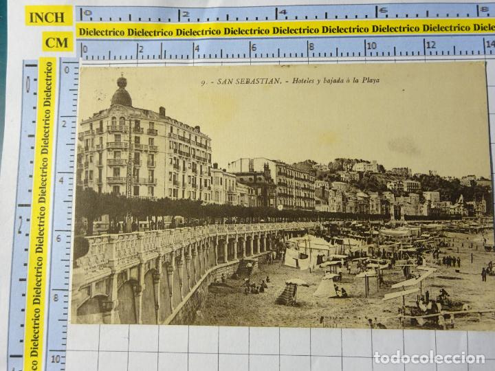Postales: POSTAL DE GUIP&Uacute;ZCOA. A&Ntilde;OS 10 30. SAN SEBASTIAN. HOTELES Y BAJADA A LA PLAYA 9 GALARZA 1778
