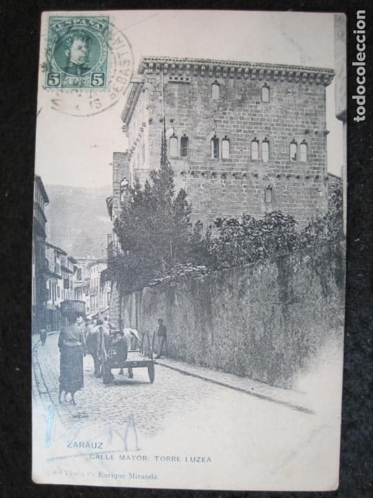 Cartoline: ZARAUTZ-ZARAUZ-CALLE MAYOR-TORRE LUZEA-REVERSO SIN DIVIDIR-POSTAL ANTIGUA-(93.975)