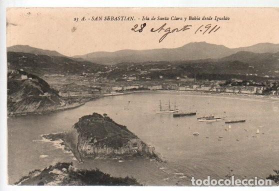Postcards: POSTAL, 23 A.- SAN SEBASTIAN. - ISLA DE SANTA CLARA Y BAHIA DESDE IGUELDO. CIRCULADA 1911 G. GALARZA
