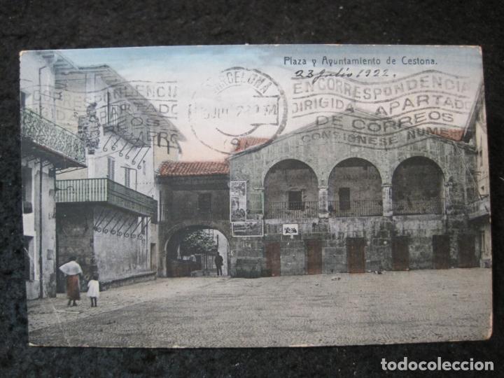 Postcards: ZESTOA-CESTONA-PLAZA Y AYUNTAMIENTO-POSTAL ANTIGUA-(94.533)