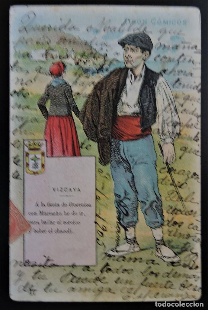 Postales: POSTAL VIZCAYA PA&Iacute;S VASCO GUERNICA MARIACHU ZORCICO CHACOL&Iacute; TIPOS C&Oacute;MICOS 1905