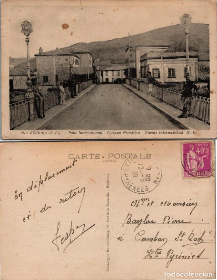 Postcards: B&eacute;hobia - Pont International - Poteaux Fronti&egrave;re - Ed. MD n&ordm; 49 - 141x91mm.