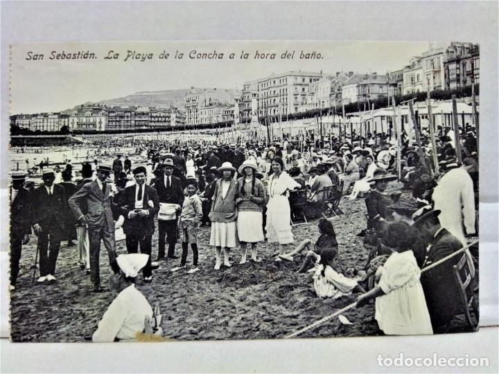 Cartes Postales: POSTAL SAN SEBASTI&Aacute;N.LA PLAYA DE LA CONCHA A LA HORA DEL BA&Ntilde;O.EDITA MAYOR HERMANOS.NO ESCRITA.