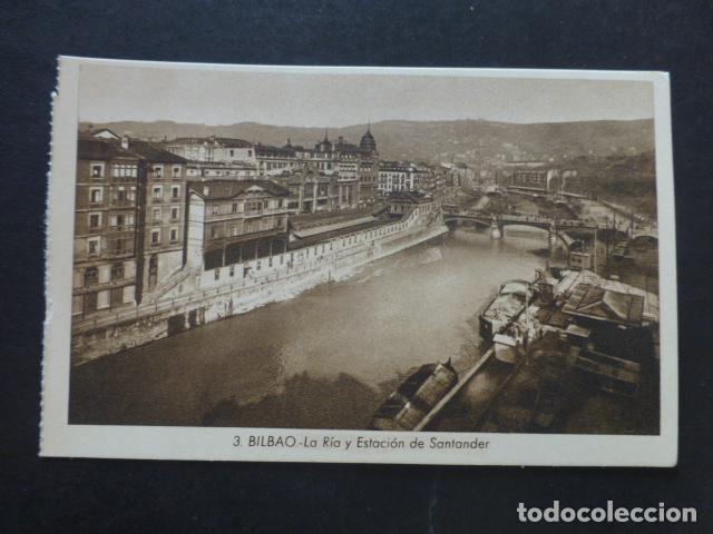 Postales: BILBAO LA RIA Y ESTACION DE SANTANDER - Foto 1
