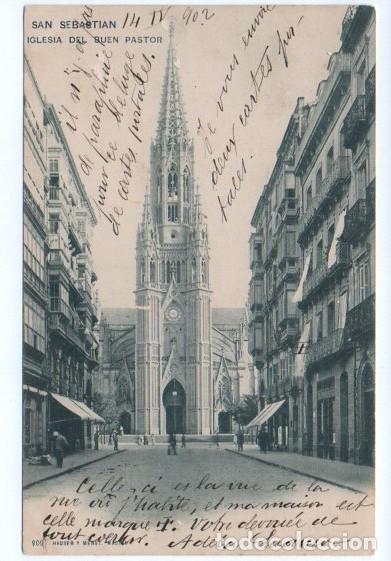 Postais: POSTAL, 909 - SAN SEBASTIAN. IGLESIA DEL BUEN PASTOR. HAUSER Y MENET. R. SIN DIVIDIR 1902
