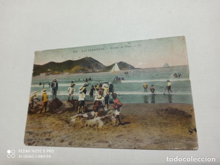 Cartoline: POSTAL DE SAN SEBASTIAN. ESCENAS DE PLAYA. N&ordm;221. GG. ESCRITA.