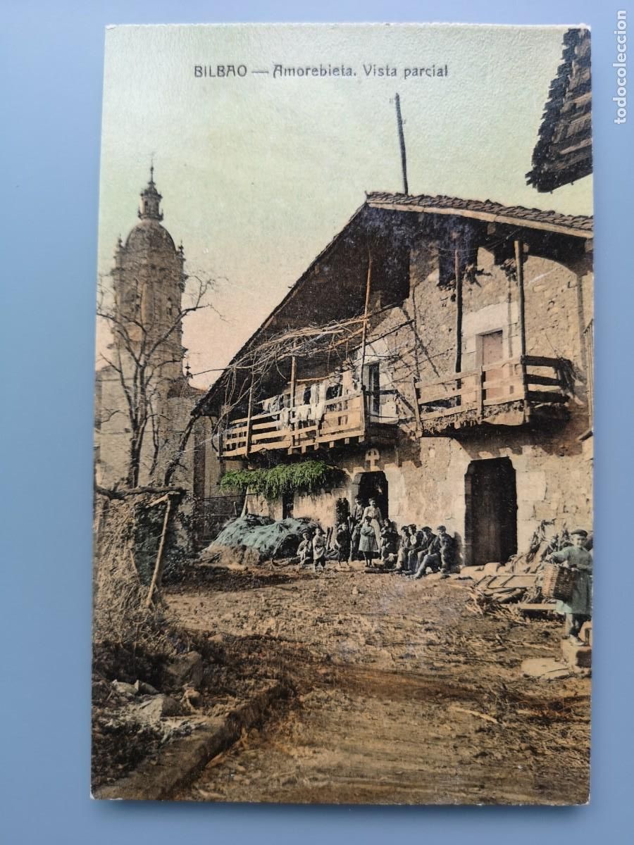 Cartoline: POSTAL VIZCAYA AMOREBIETA VISTA PARCIAL PAIS VASCO ED. CASTA&Ntilde;EIRA ZORNOTZA CASERIO TIPOS VASCOS