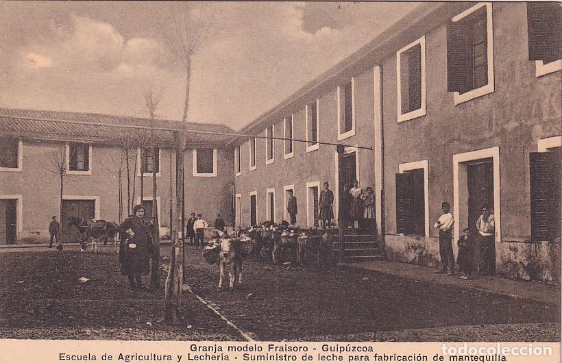 Postales: Granja modelo Fraisoro. Guip&uacute;zcoa. Escuela de Agricultura y lecher&iacute;a. Lecha para mantequilla