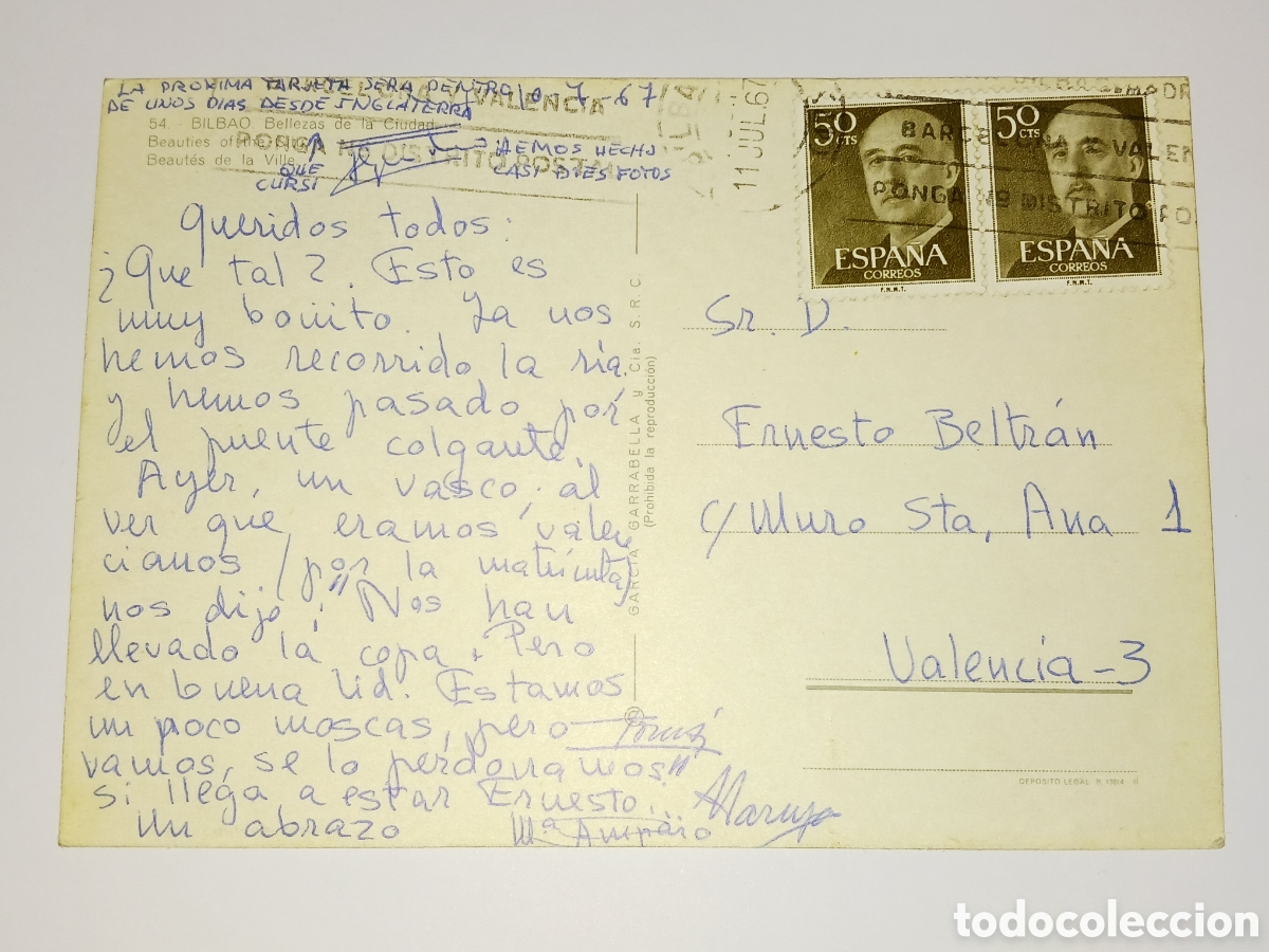 Postales: Bilbao, Bellezas de la ciudad, circulada. - Foto 2