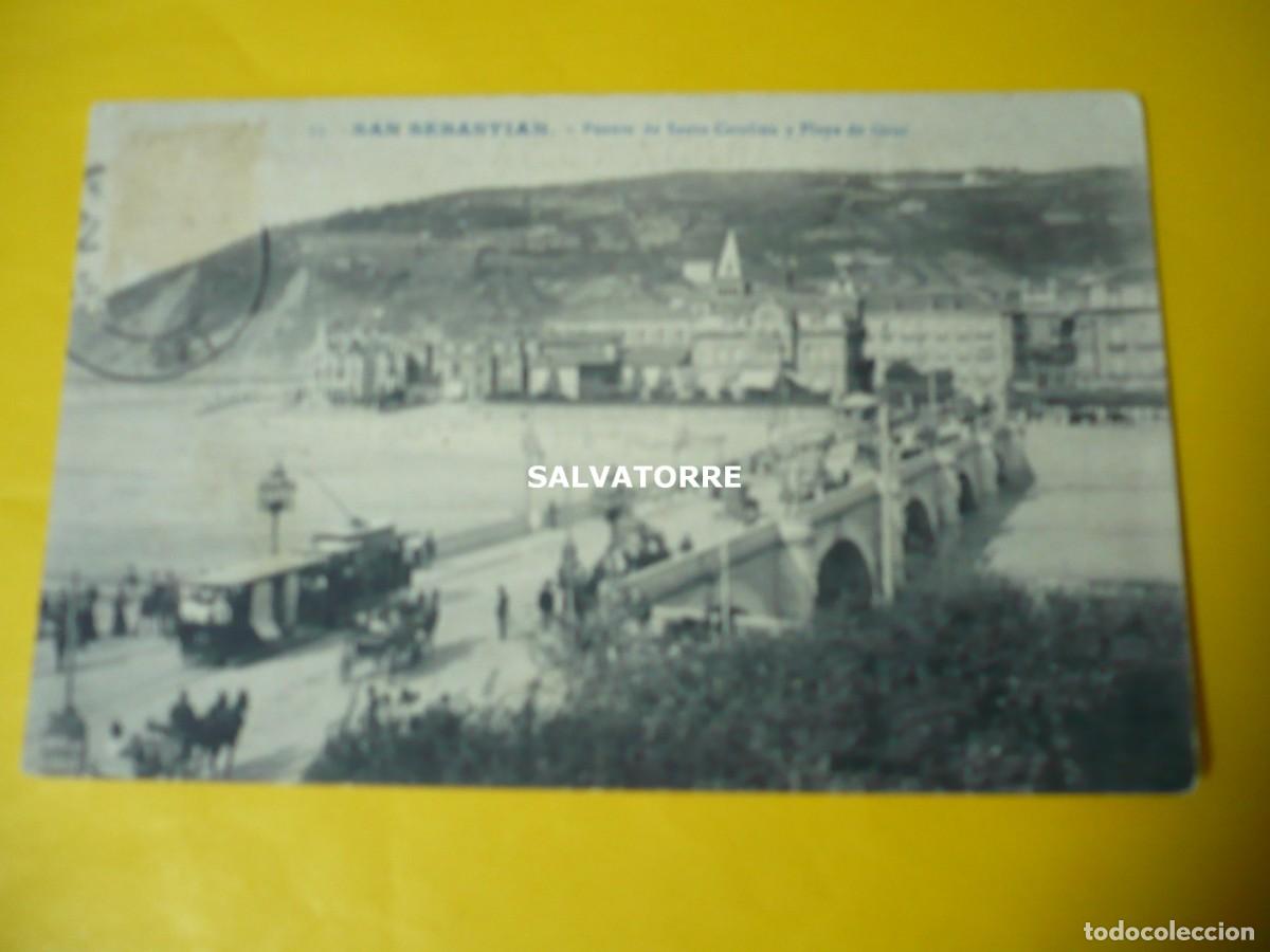 Postkarten: POSTAL PAIS VASCO. EUZKADI. SAN SEBASTIAN. DONOSTI.PUENTE SANTA CATALINA.PLAYA GROS.G.G.GALARZA
