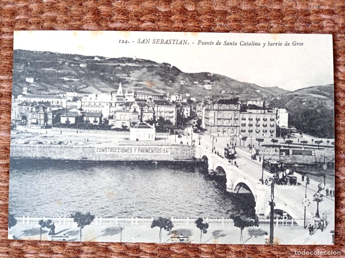Postkarten: SAN SEBASTIAN - PUENTE DE SANTA CATALINA Y BARRIO DE GROS - ED: GALARZA