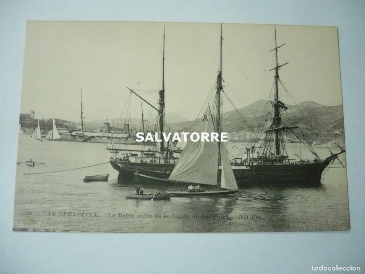 Postkarten: POSTAL SAN SEBASTIAN 68 EUSKADI LA BAHIA ANTES DE LA SALIDA DE LOS YATES ND FOT