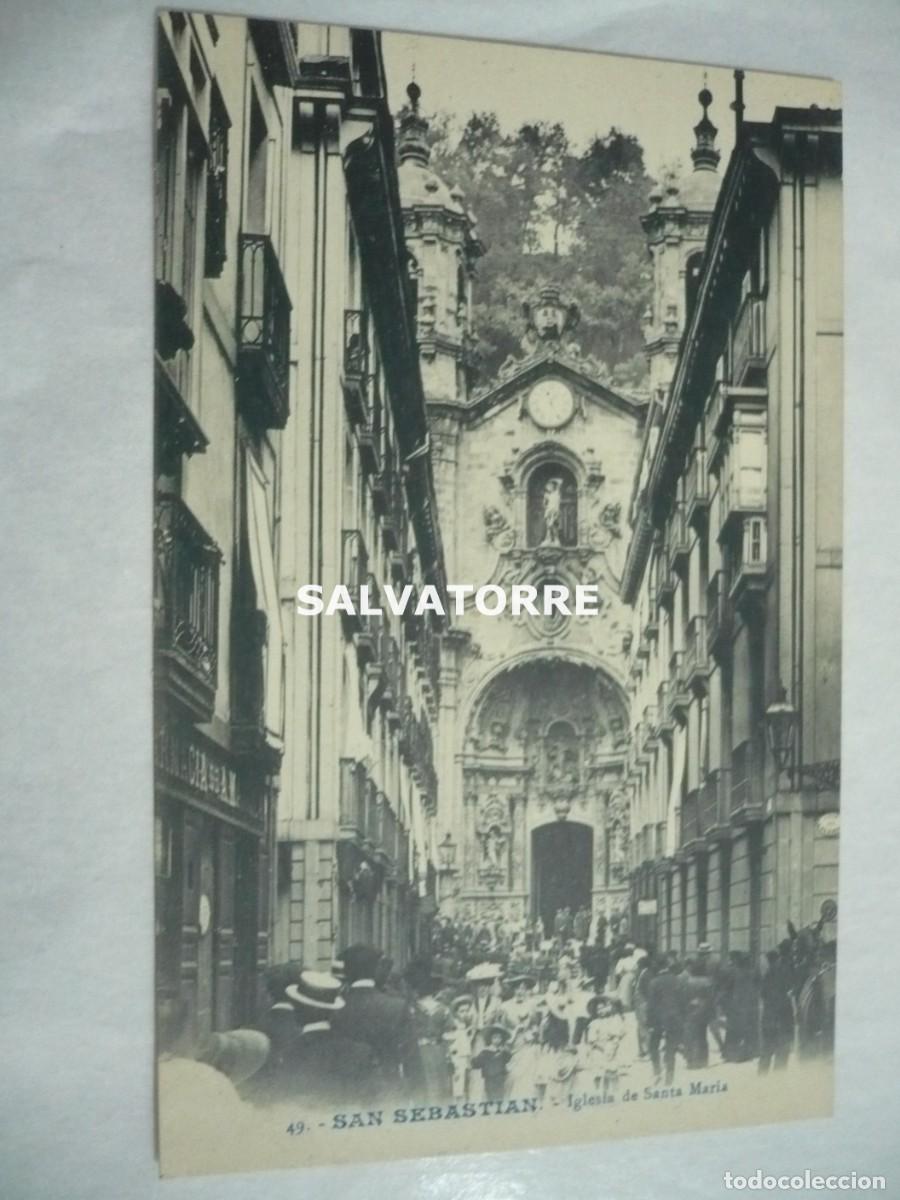 Postkarten: POSTAN SAN SEBASTIAN DONOSTI EUZKADI 49 IGLESIA DE SANTA MARIA G.G. GALARZA SIN CIRCULAR