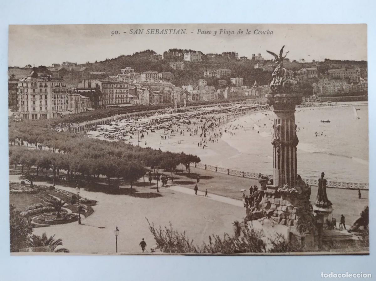 Postcards: ANTIGUA TARJETA POSTAL GUIPUZCOA SAN SEBASTIAN PASEO PLAYA CONCHA RV 765