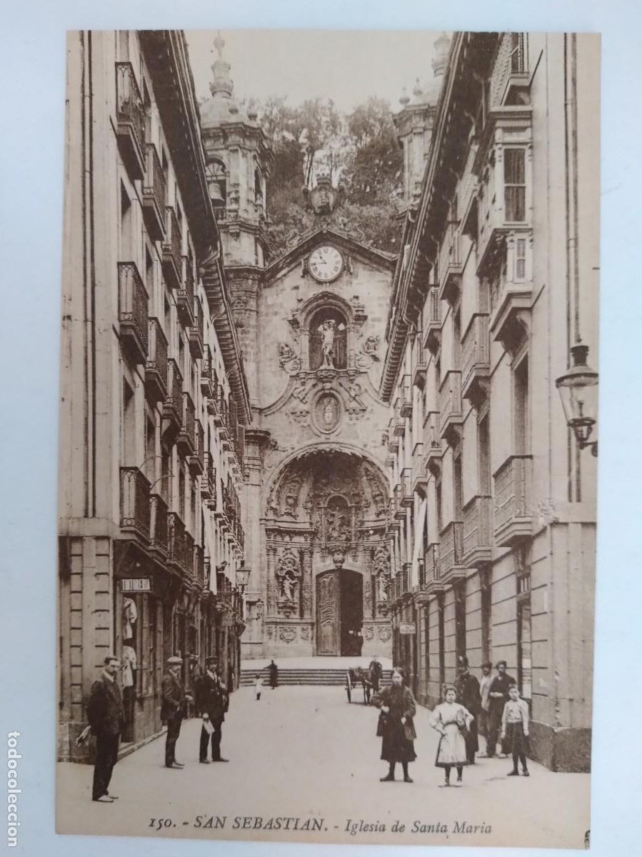 Postcards: ANTIGUA TARJETA POSTAL GUIPUZCOA SAN SEBASTIAN IGLESIA SANTA MARIA RV 768