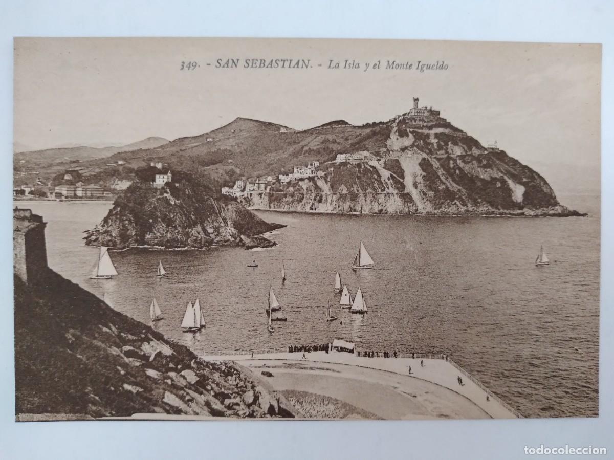 Postcards: ANTIGUA TARJETA POSTAL GUIPUZCOA SAN SEBASTIAN LA ISLA Y MONTE IGUELDO RV 770